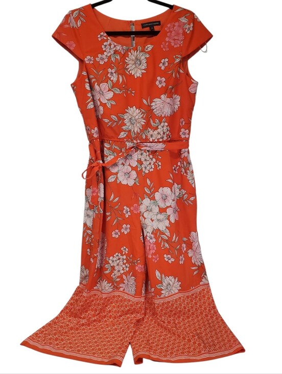 Chris McLaughlin Pants - Boho Floral Business Casual Dressy 1 Piece Outfit 12 Orange Chris McLaughlin